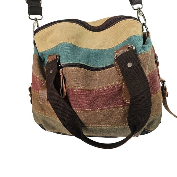 Manjianghong Multi Canvas Leather Crossbody Shoulder Handbag Large Capacity Tote - Picture 9 of 15